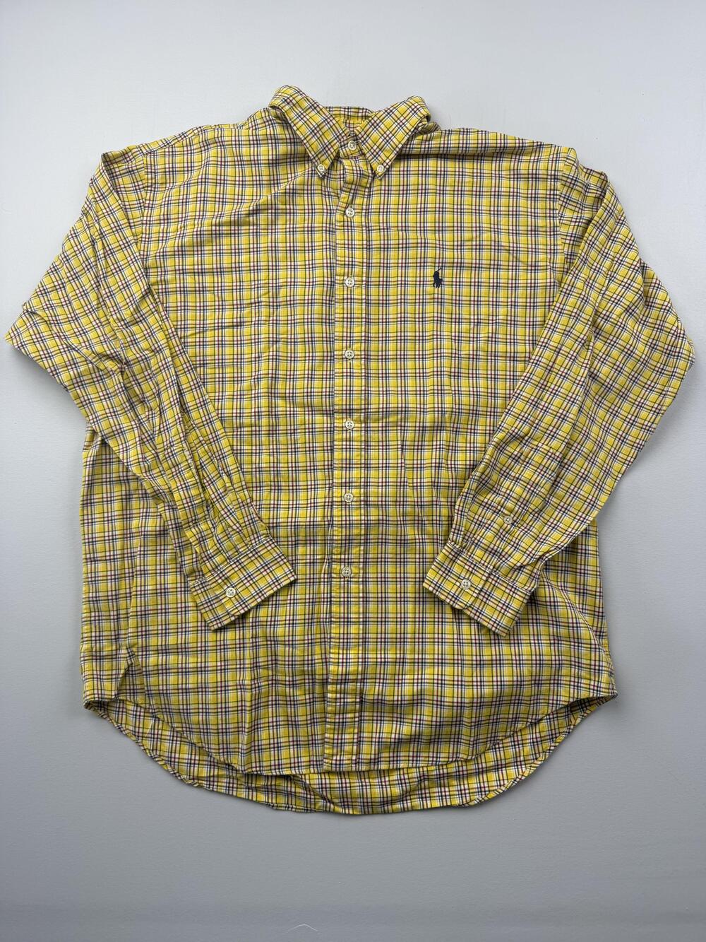 Ralph Lauren Blake Shirt Mens Large Yellow Plaid Long Sleeve Button Down Casual